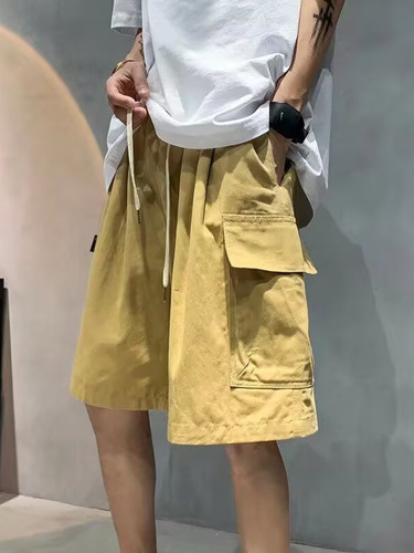 Cross-border work pants for men, new fashion casual summer loose large size big pants, trendy brand retro 5-inch pants