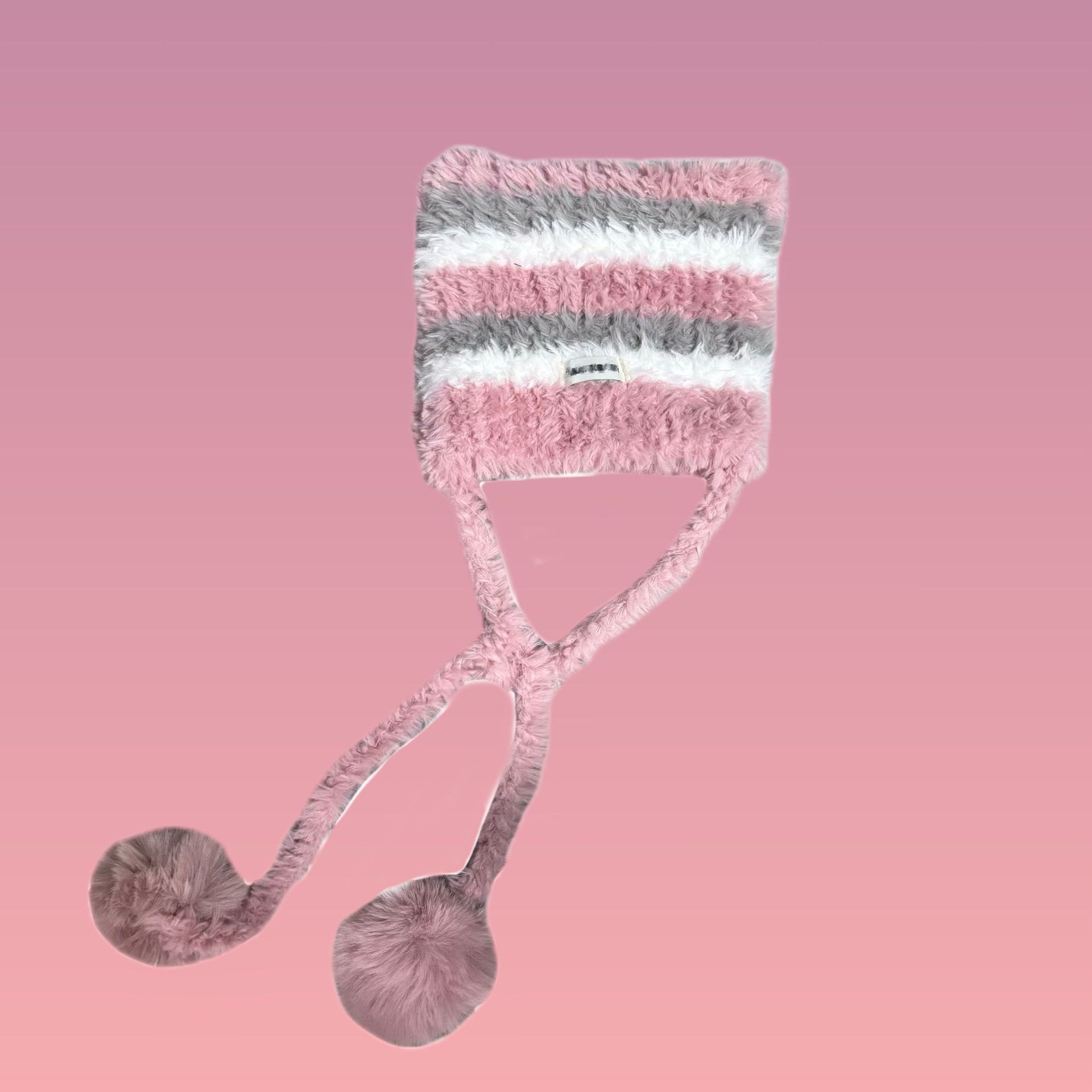 帽子女性の冬のかわいいクマの耳ぬいぐるみ帽子暖かい耳保護帽子プラスベルベット防風ウールボール帽子冬の新スタイル