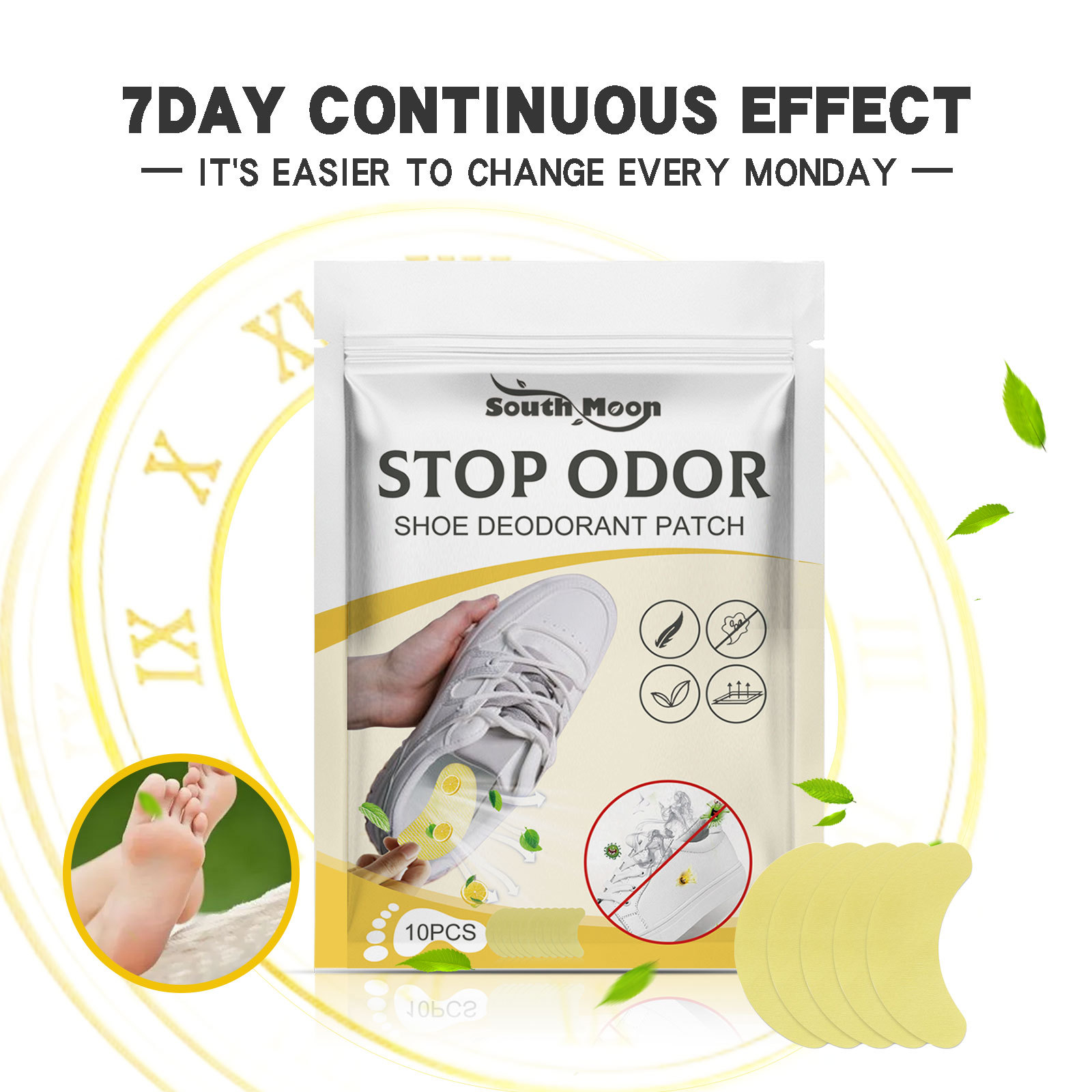 South Moon Shoe Deodorizing Pads: Anti-Odor, Freshness & Cleanliness for Sneakers and Athletic Shoes – Absorb Foot Sweat for Comfortable, Odor-Free Feet