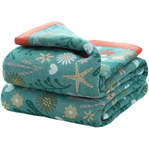 Five-layer gauze towel quilt plaid cotton double single summer thickened lunch nap blanket simple four seasons