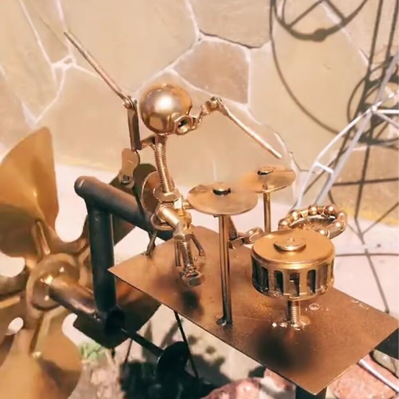 Cross-Border New Model Handmade Metal Drummer Windmill