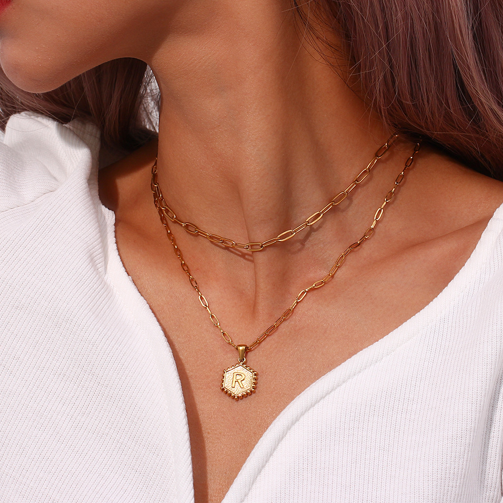 Fashion Letter Stainless Steel Titanium Steel Plating Pendant Necklace 1 Piece