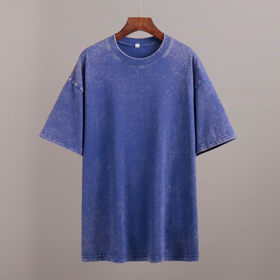 Áo thun nam tay ngắn cổ tròn cotton giặt mềm phong cách Âu Mỹ — Màu cà phê, Màu mơ, Màu tím, Màu xanh lam chi tiết 5