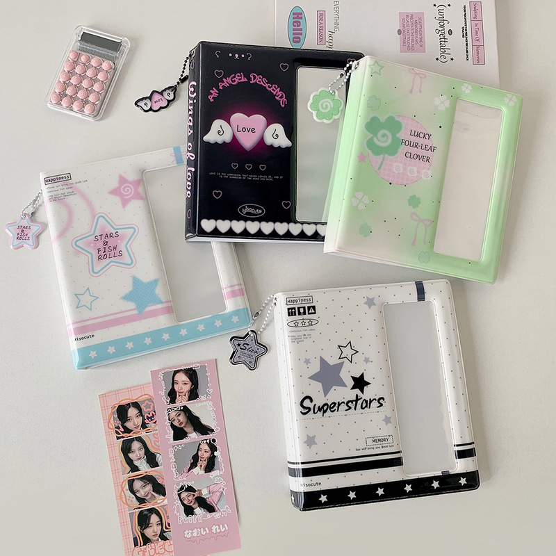 Korean-Style Wide-Format Four-Frame Card Album for Girls, Student Idol Fan Collection, 6inch Long Strip Photo Album for Storing Large Photo Stickers Korean-Style Wide-Format Four-Frame Card Album for Girls, Student Idol Fan Collection, 6inch Long Strip Photo Album for Storing Large Photo Stickers