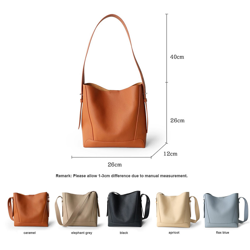 2024 New Women's Bucket Bag Luxury Niche Design Genuine Leather Large Capacity Commuter Shoulder Crossbody Bag - Thumbnail 2