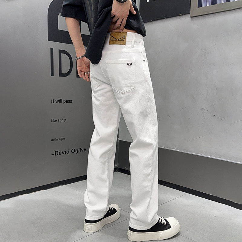 2025 Spring and Summer New White High-end Jeans Men's Summer Loose All-match Trendy Brand Casual Trousers