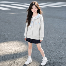 女童秋装外套2026春秋季新款韩版洋气中大童帽衫长袖卫衣百搭衣服