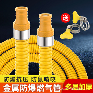 Household Gas Metal Hose Thickeneded Explosion-Proof Liquefied Gas Natural Gas Special Armored Tube Gas Stove Accessories