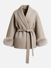 P 29905 Fur Sleeve Belted Wool Coat ëë��ë������ �羳