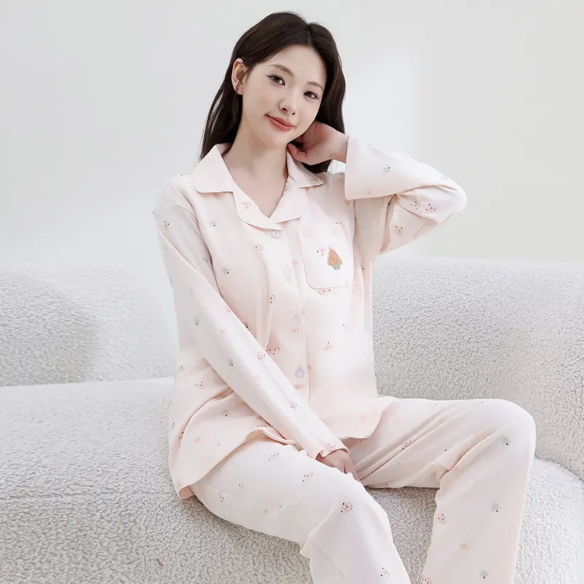 【with bra pads】sakura pink (220g·double-sided brushed·100% long-staple cotton)