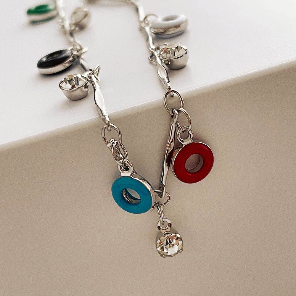 1 Piece Fashion Donuts Metal Enamel Inlay Rhinestones Womenu0027S Necklace