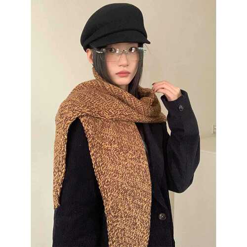 Vintage High-End Knit Triangular Scarf Women's Style 2025 New Winter Layering Warm Scarf Collar Outfit Trendy