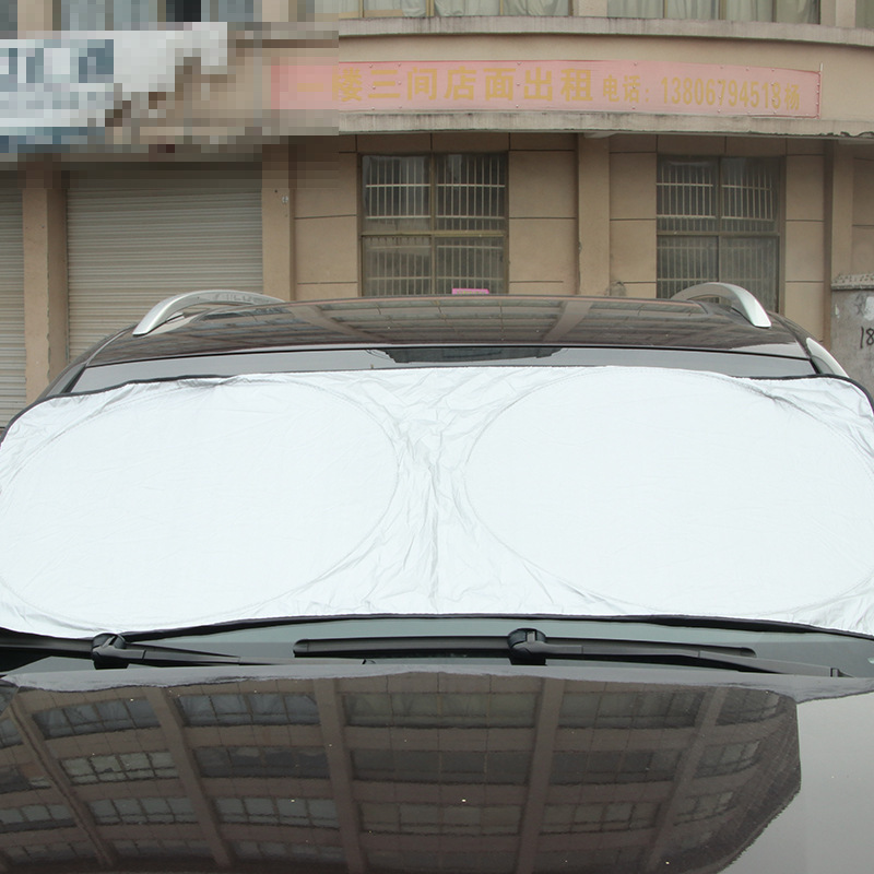 Car sunscreen sunshade coated with silver titanium silver sunshield Car double circle front sunshield
