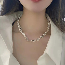 找工厂跨境货源几何碎银子项链直播爆款手链珍珠项圈欧美饰品批发