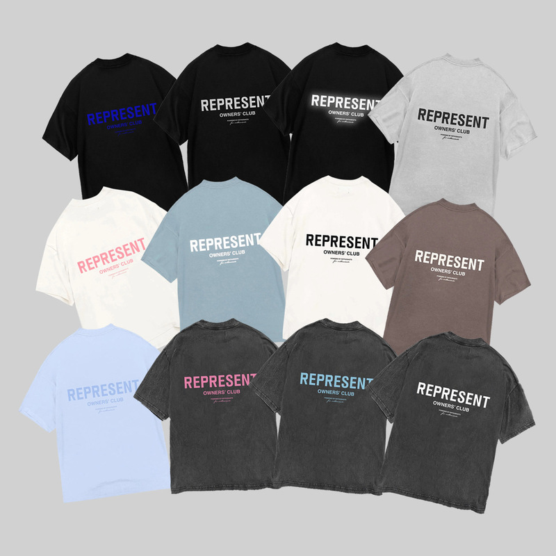 Authentic Represent Rep Owners Club Printed Short-Sleeved American Retro Loose Round Neck Couple T-Shirt