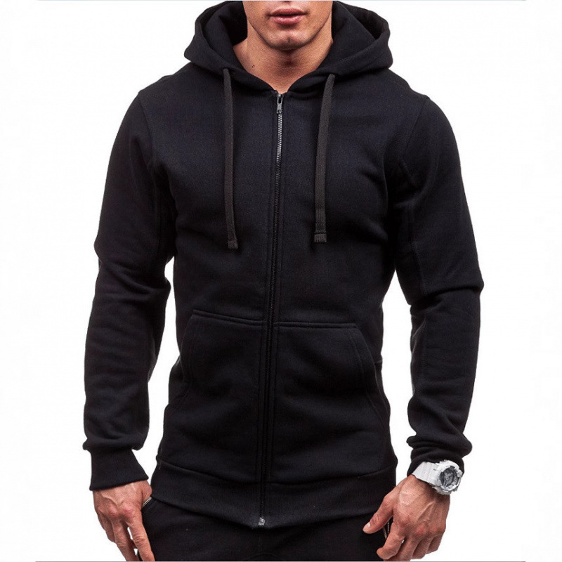 2026 Cross-Border Spring and Autumn Men's Sports Casual Hooded Sweatshirt Black Zipper Jacket Fitness Loose Plus Size Men 2026 Cross-Border Spring and Autumn Men's Sports Casual Hooded Sweatshirt Black Zipper Jacket Fitness Loose Plus Size Men