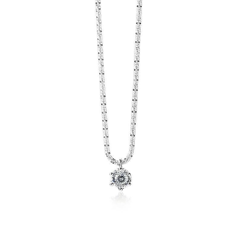 Collar de estrellas brillantes para mujeres 925 colgante de plata esterlina día de San Valentín collar de clavícula de piedra de moissan plata esterlina