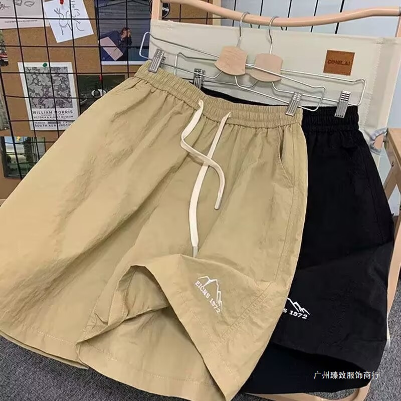 Mountain-style purple quick-drying paratrooper shorts, women's and men's summer sports casual couple's five-point pants, solid color ice silk pants, trendy.