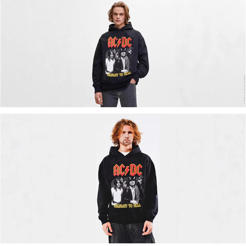 American Trendy Brand Retro Rock Band Acdc Personalized Letter Print Pure Cotton Long-Sleeved Hooded Sweatshirt for Men and Women American Trendy Brand Retro Rock Band Acdc Personalized Letter Print Pure Cotton Long-Sleeved Hooded Sweatshirt for Men and Women
