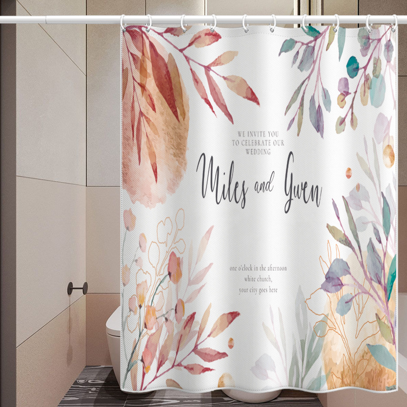 Amazon New Hot Four Seasons Flower Shower Curtain Bathroom suit Partition Curtain Punch-free Waterproof Cloth Bedroom Bed Curtain