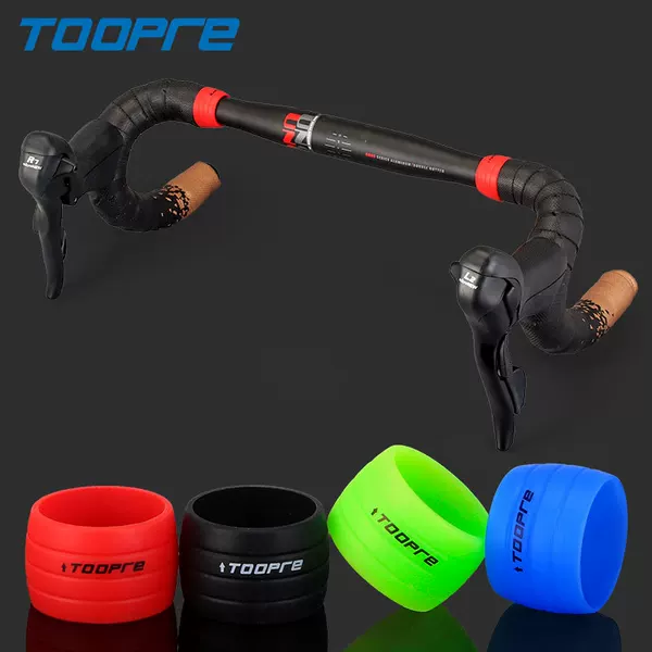 TOOPRE Bicycle Handle with Fixed Ring Road Handle with Sleeve Dead Flying Curved Handle Winding Silicone Non-slip Strap