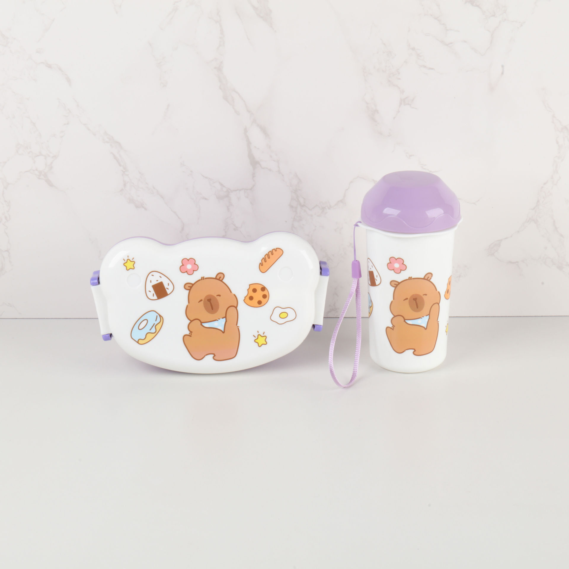 Caja de almuerzo barata de exportación transfronteriza, caja de picnic para niños de dibujos animados lindos, caja de almuerzo de comedor para estudiantes con juego de taza de agua