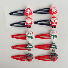 圣诞节喜庆雪人麋鹿发夹卡通可爱刘海边夹BB夹儿童发夹装饰发饰