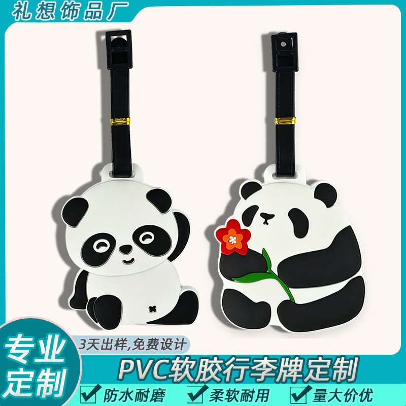 Anime Panda Luggage Tag Suitcase Identification Tag Checked Baggage Tag Travel Suitcase Small Pendant Waterproof