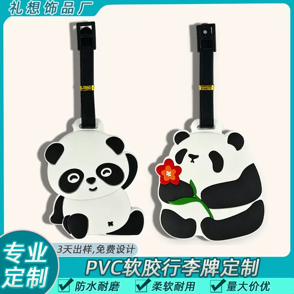 Anime Panda Luggage Tag Suitcase Identification Tag Checked Baggage Tag Travel Suitcase Small Pendant Waterproof
