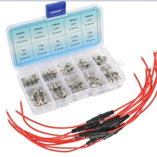 10 pieces Lead holder 22AWG wire 100 pieces 5x20MM fast glass fuse combination kit 0.1A-6.3A