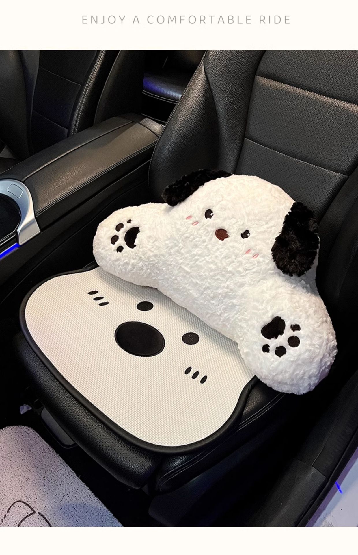 Linen Car Seat Cushion, Suitable for All Seasons, Women's 2025 New Model, Cute Puppy Design, Rear Seat Single Piece, Skin-Friendly and Breathable Seat Cover