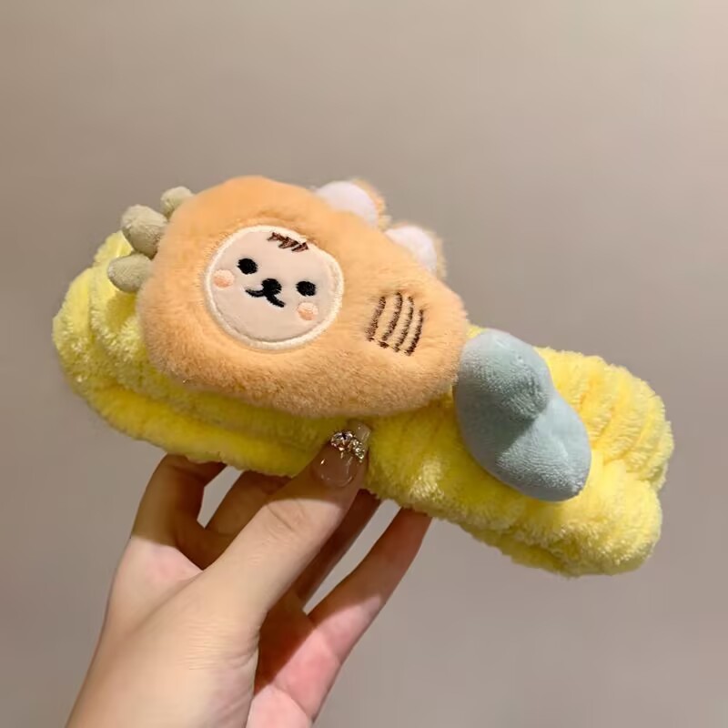 かわいい漫画ぬいぐるみ洗顔ヘッドバンド星豚カエルウサギニンジン猫洗浄とメイク落としヘッドバンド子供用|undefined