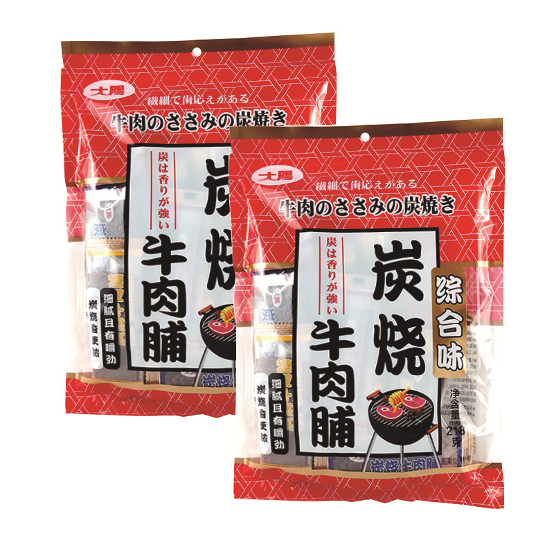 大阳炭烧什锦味牛肉脯蜜汁黑椒炭烤味牛肉干独立包装零食218g袋装