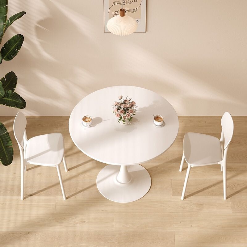 Trendy white Nordic-style small round negotiation table for milk tea and coffee shops, table and chair set, tulip dining table Trendy white Nordic-style small round negotiation table for milk tea and coffee shops, table and chair set, tulip dining table