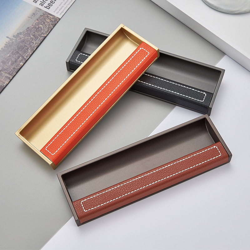 櫥櫃門抽屜隱形嵌入式開槽暗拉手臥室衣櫃內嵌式扣手高品質帶皮革