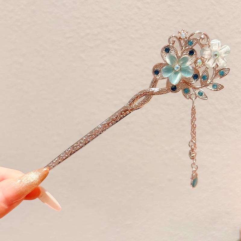 2 cabello de flor azul