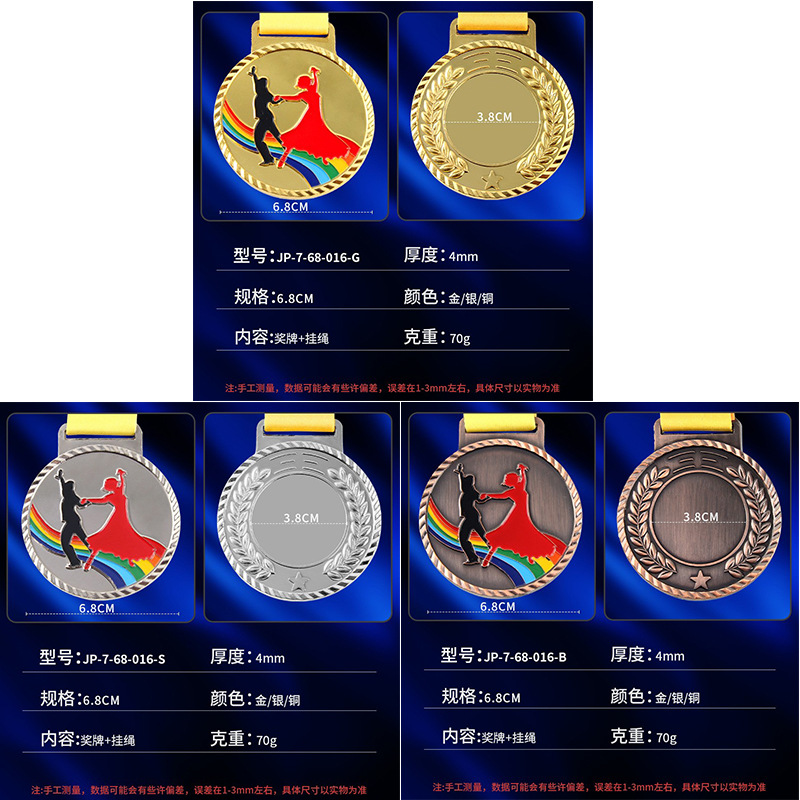 Fabricante de medallas personalizadas para diversos eventos deportivos, placas metálicas, medallas de oro, plata y bronce universales de gran venta transfronteriza para competiciones.