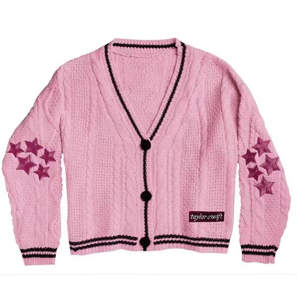 Cárdigan de mujer con cuello en v y botones de punto suave holgado_voghion.com