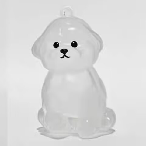Colgante de pelo de mascota lindo cabello de cachorro caja de almacenamiento transparente para gatos y perros forma colgante creativo llavero