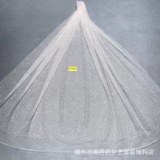 爆款LC32063款花型高闪银10Y起订 婚纱礼服面料 网纱洒金片 喷金
