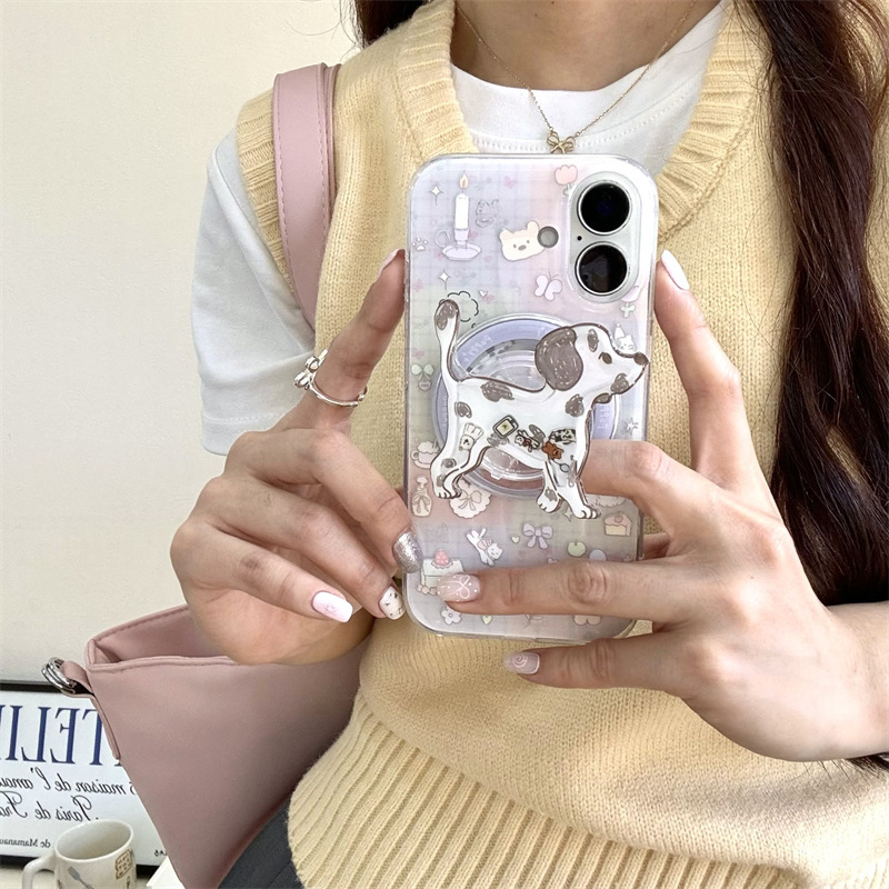 Gradient Plaid Candle Puppy Apple 17Pm Suitable for iPhone 13/14Promax Phone Case 15/16Pro