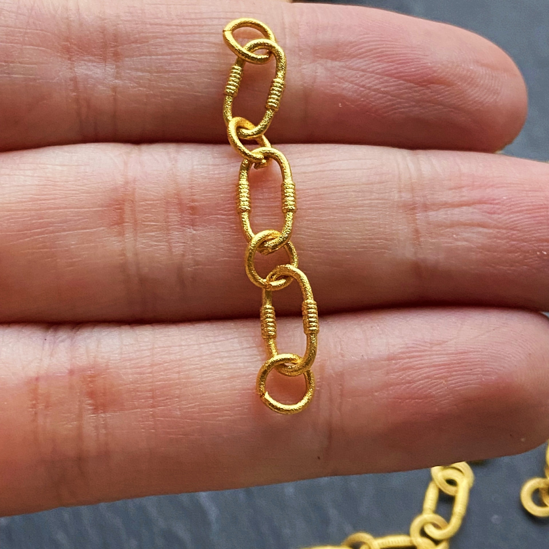 高保色古法沙金双吊三连串配件连接件链条diy手搓棉手绳饰品配件