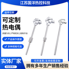 K型热电偶高温接线盒式PT100温度变送器铠装热电偶螺纹连接