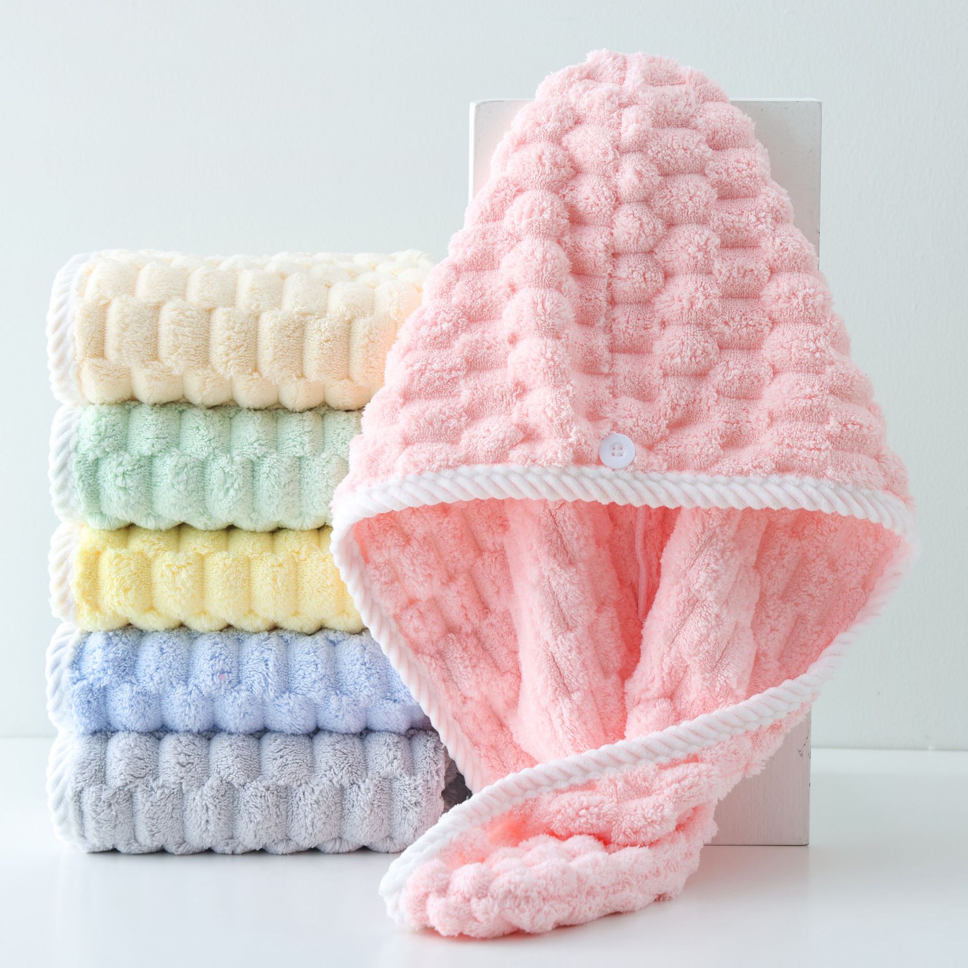coral soft quick dry cute hair towel