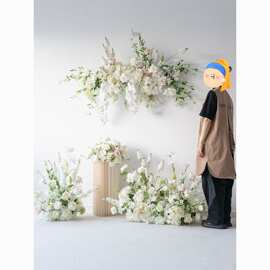 板仿真花壁挂装饰舞台背景布置婚礼仪式白色KT假花户外活动花艺