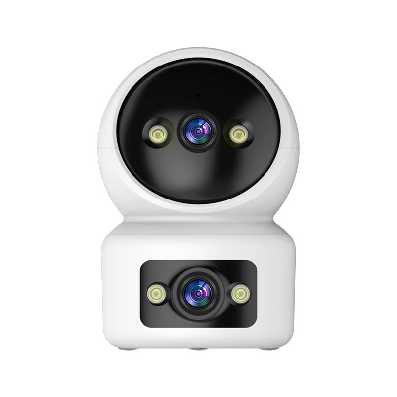 Cámara de vigilancia interior de doble lente de ABS, monitoreo remoto, conexión WiFi, para seguridad del hogar