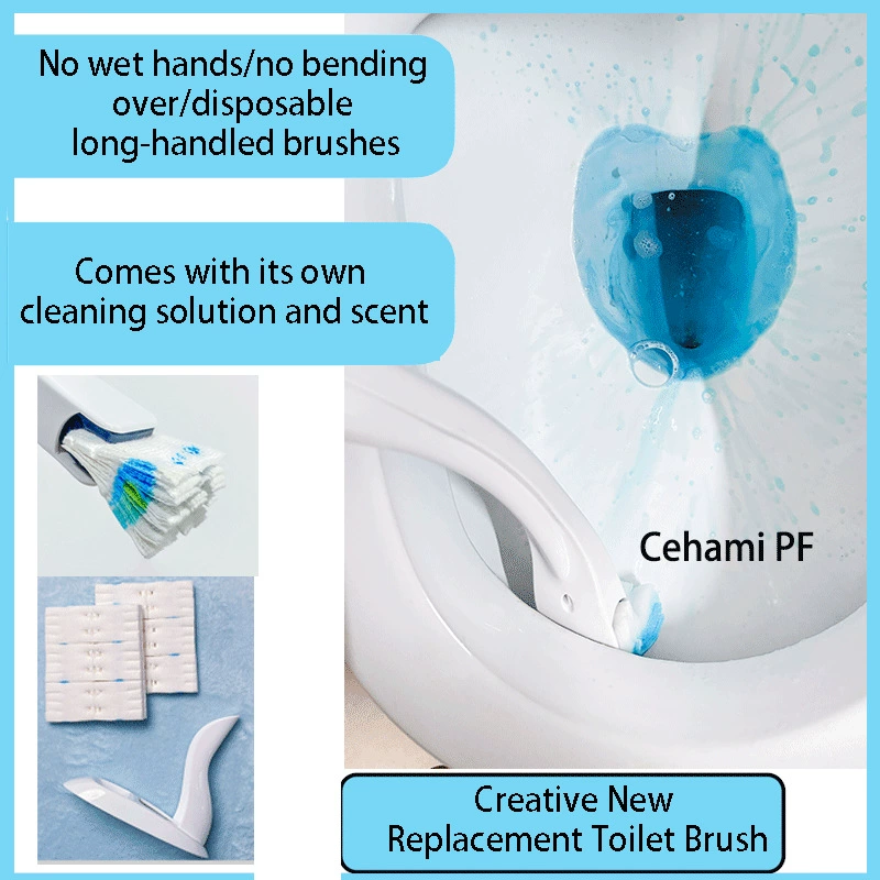 [Зарубежные] Набор одноразовых щеток для унитаза, сменная головка щетки для чистки, замена водорастворимой одноразовой чистящей таблетки