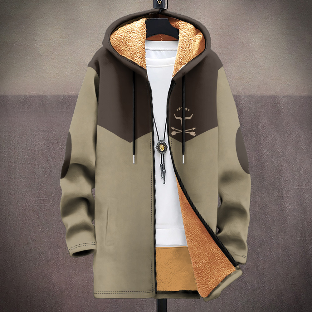 Men's autumn and winter multi pattern Christmas cotton jacket DIY with velvet 3D printing hooded cardigan zipper pocket_voghion.com