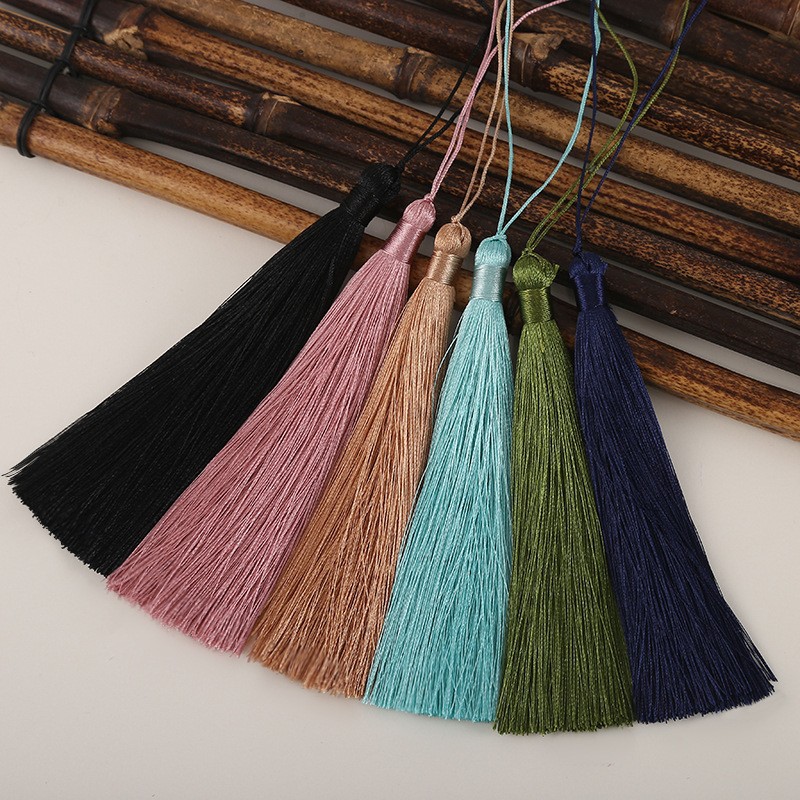 批發13CM閉口冰絲流蘇中國風扇墜書籤漢服吊穗配件飾品裝飾流蘇
