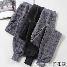地摊舒适老年秋冬保暖裤男贴身印花线裤男士印花纯色打底裤